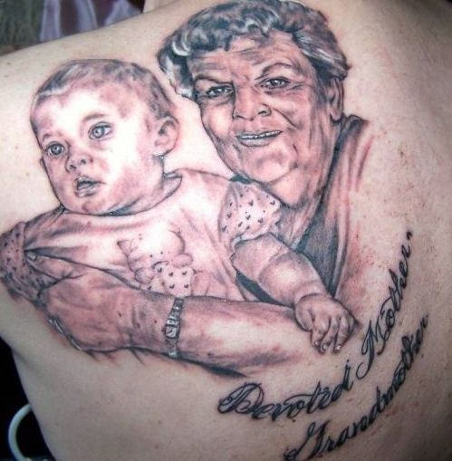 Realistic Remembrance Tattoo On Back