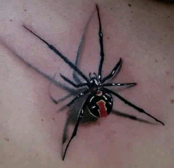 Realistic Small Black Widow Tattoo