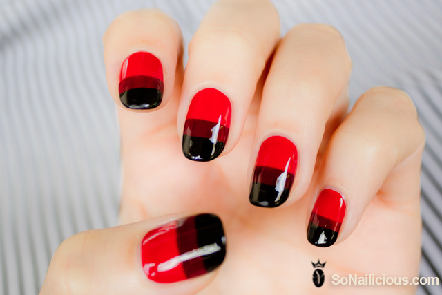 Red And Black Candy Nail Art Design