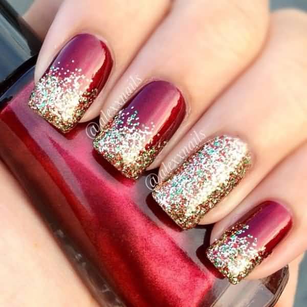 Red And Gold Glitter Gradient Design