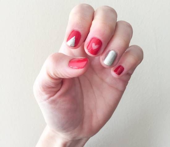 Red And Silver Nail Art Design Idea