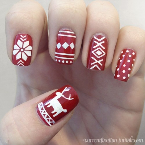 Red And White Christmas Nail Art