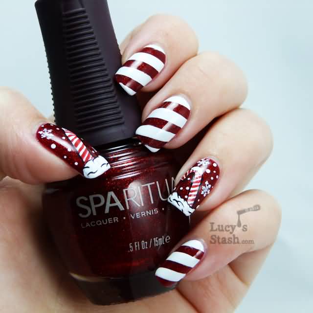 Red And White Christmas Nail Art