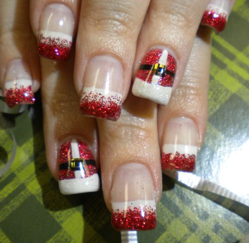 Red And White Gel Christmas Nail Art