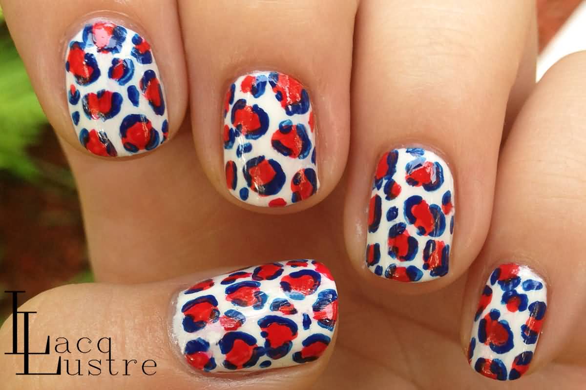 Red And White Leopard Print Nail Art