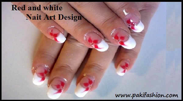 Red And White Nail Art Design