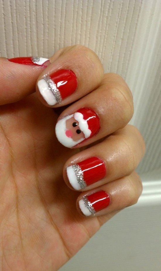 Red And White Santa Claus Christmas Nail Art