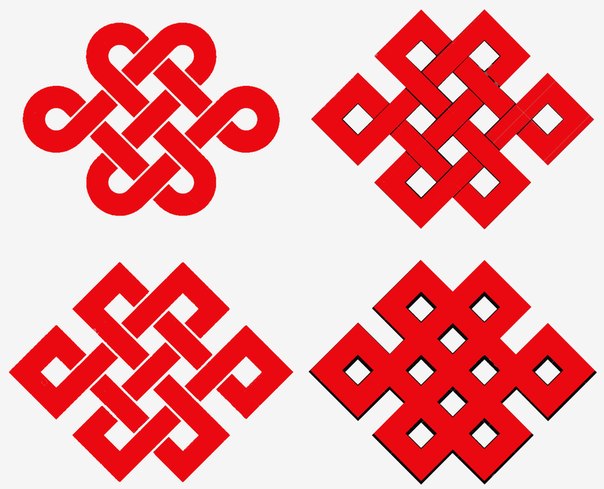 Red Endless Knot Tattoo Samples Set