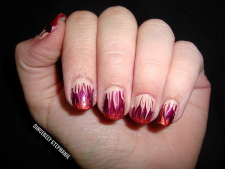 Red Flame Design Nail Art
