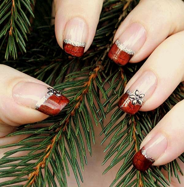 Red French Tip Christmas Nail Art