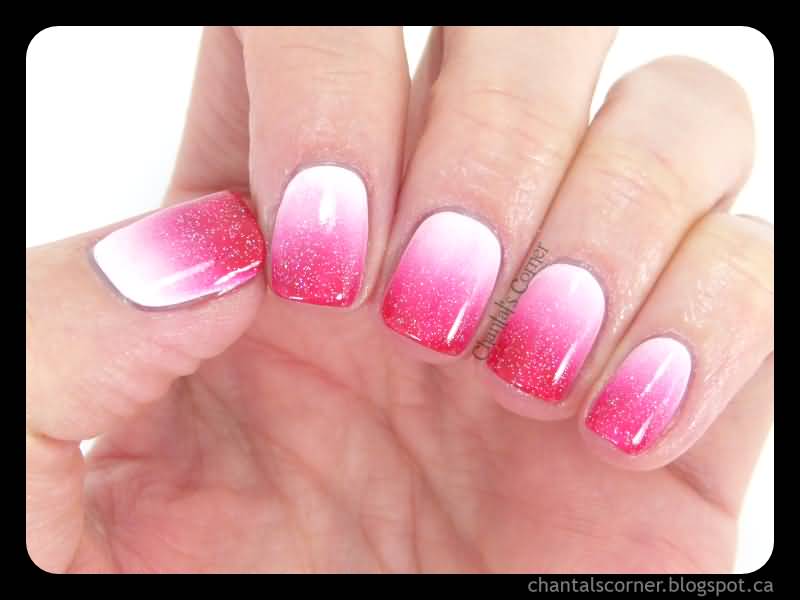Red Pink And White Gradient Nial Art