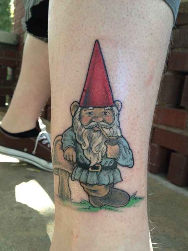 Relax Spectacular Gnome Tattoo On Leg