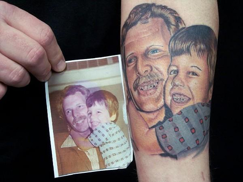 Remembrance Father Son Tattoo On Arm