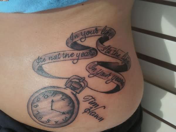 Remembrance Watch Tattoo On Hip For Girls
