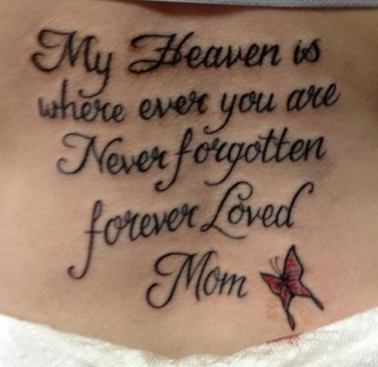Remembrance Wording Tattoo For Mom