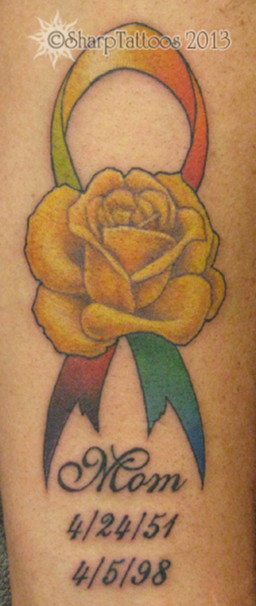 Ribbon Flower Remembrance Tattoo For Mom
