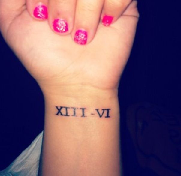 Roman Number Tattoo On Wrist For Girls