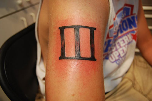 Roman Number Three Tattoo On Right Shoulder