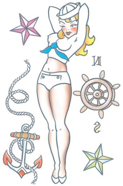 Sailor Pin Up Girl Temporary Tattoo Design