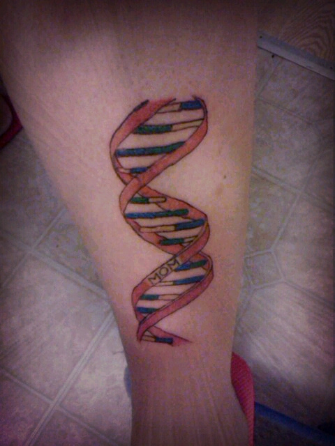 Science Biology DNA Tattoo On Back Leg
