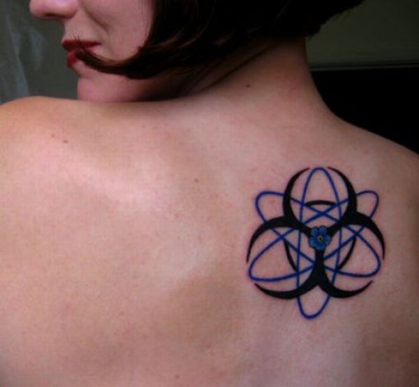 Science Inspired Tattoo On Right Back Shoulder For Girls