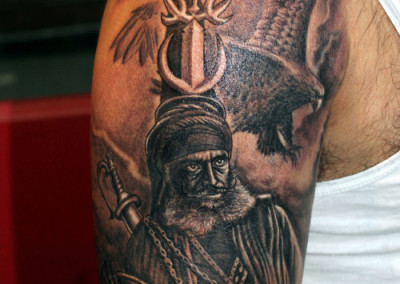 Sikh Warrior Nihang Tattoo On Right Shoulder