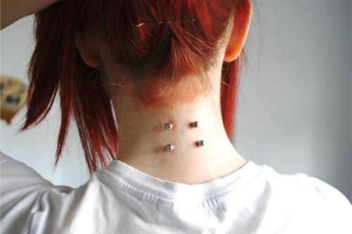 Silver Barbells Surface Neck Piercing For Girls