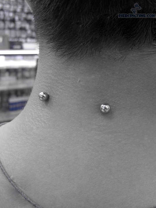 Silver Studs Surface Back Neck Piercing