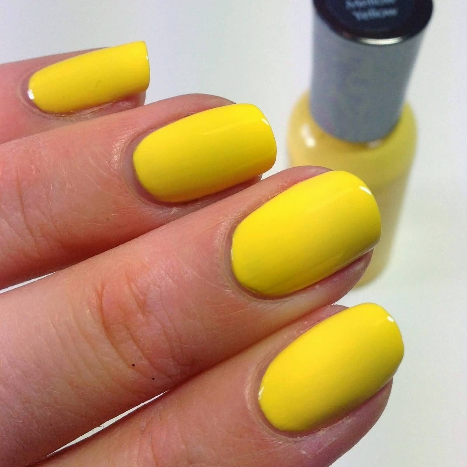 Simple And Beautiful Yellow Nail Art
