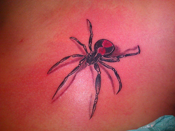 Simple Black Widow Spider Tattoo For Women