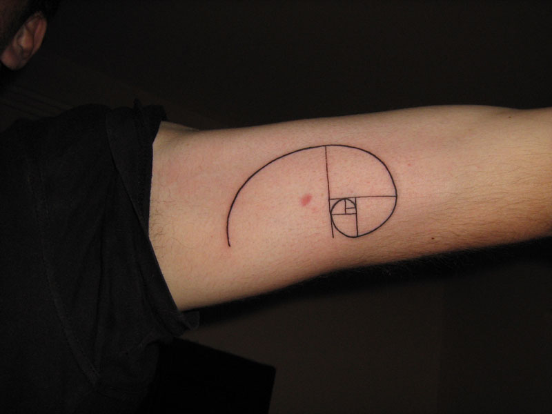 Simple Fibonacci Spiral Tattoo On Arm