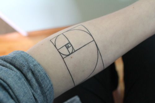 Simple Fibonacci Spiral Tattoo On Forearm