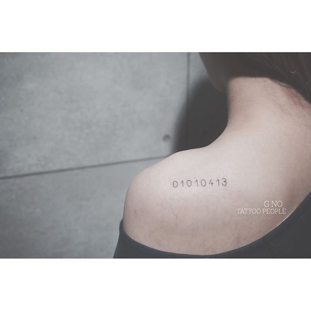Simple Numbers Tattoo On Back Left Shoulder For Girls
