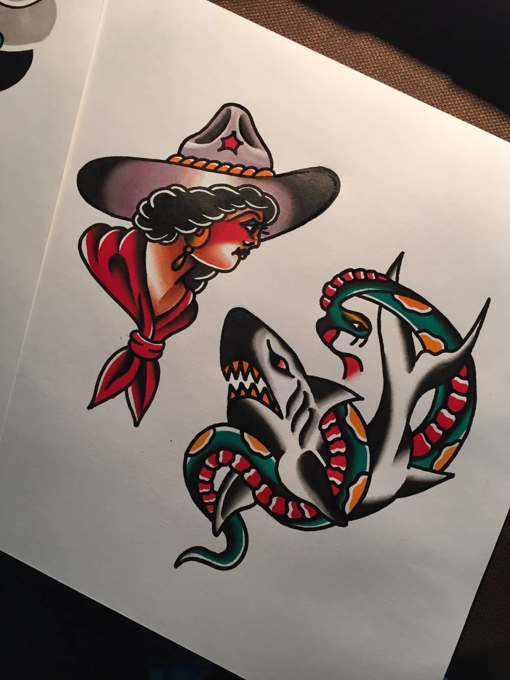 Simple Western Traditional Tattoos Design