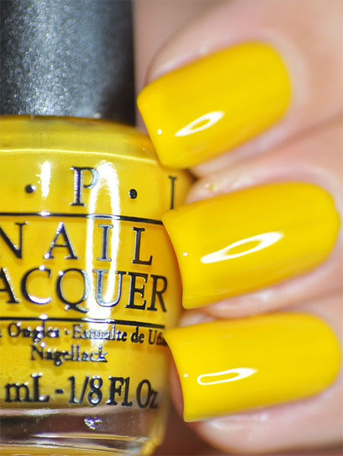 Simple Yellow Glossy Nail Art