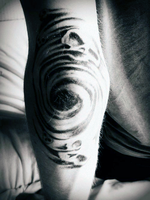 Skull Elbow Spiral Tattoo