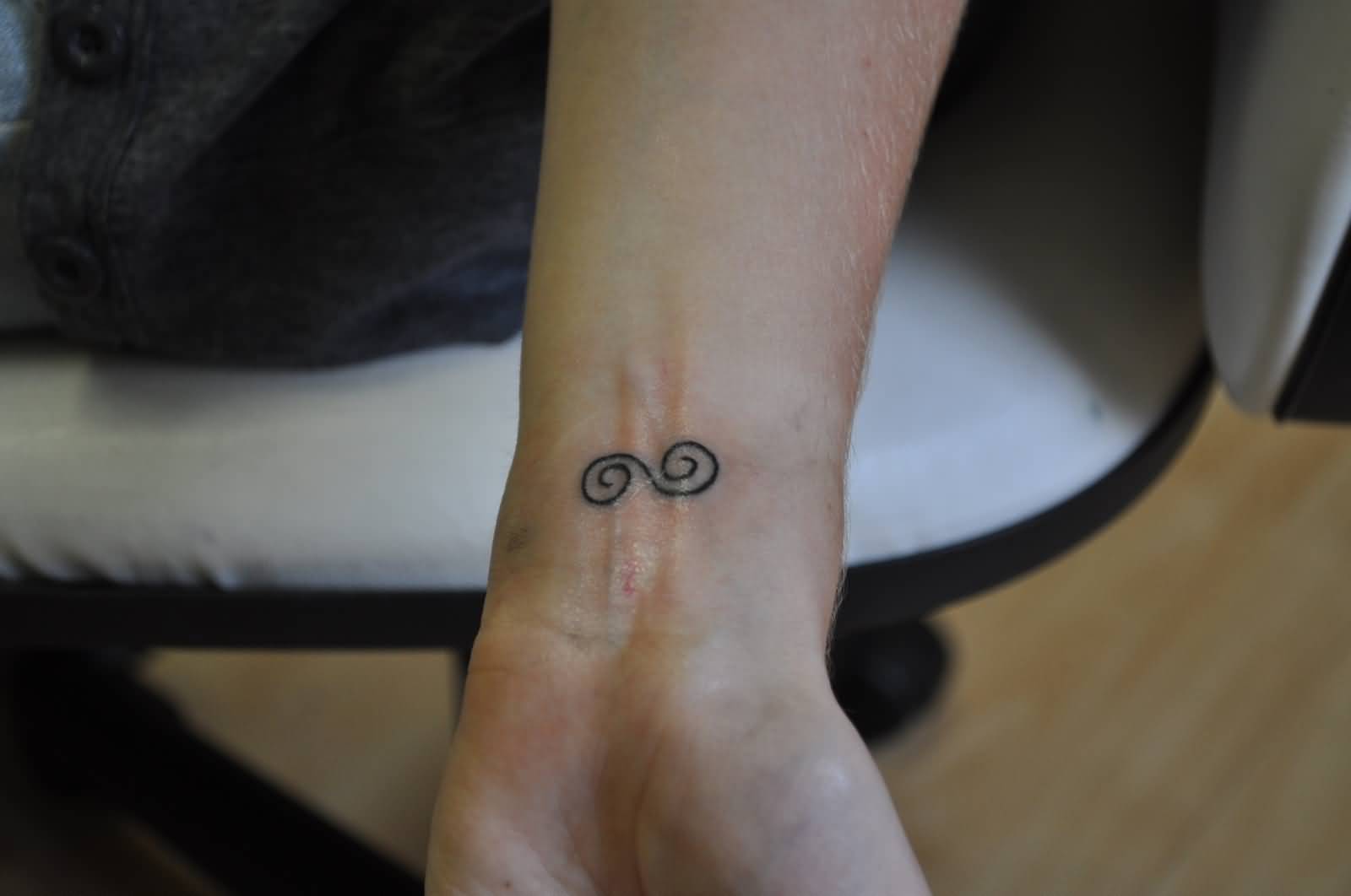 Small Double Spiral Tattoo On Wrist