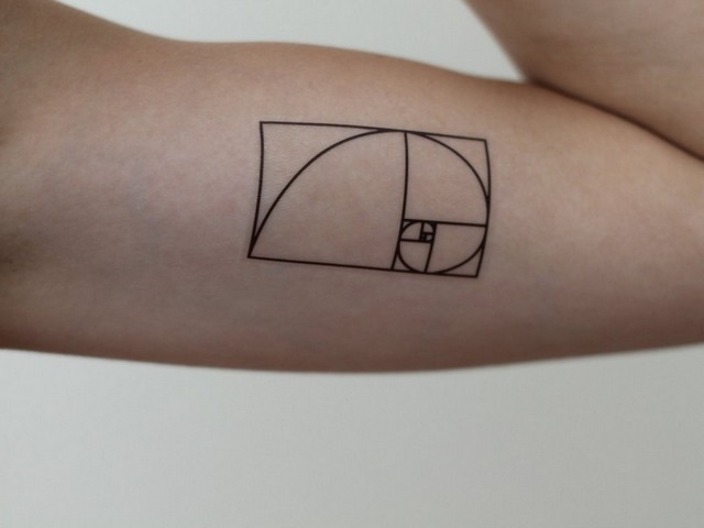 Small Fibonacci Spiral Tattoo On Biceps