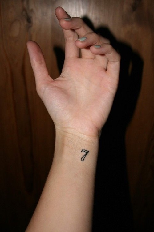 Small Lucky Number Tattoo On Wrist For Girls