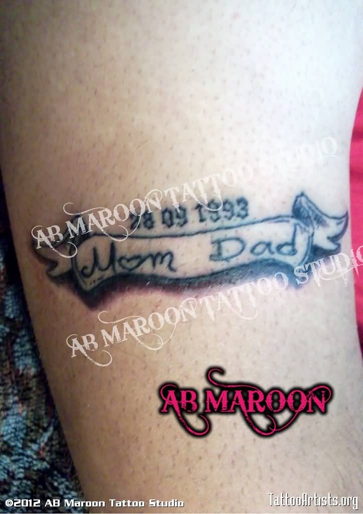 Small Mom Dad Remembrance Tattoo