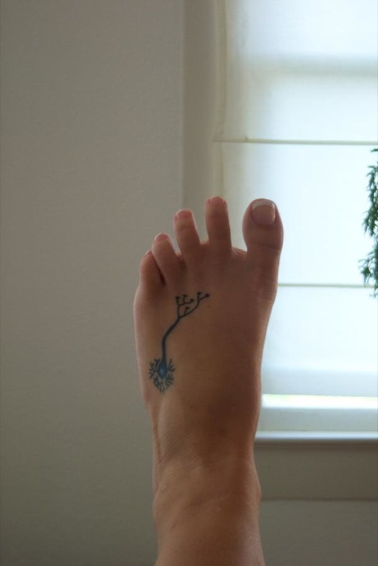 Small Neuron Science Tattoo On Left Foot
