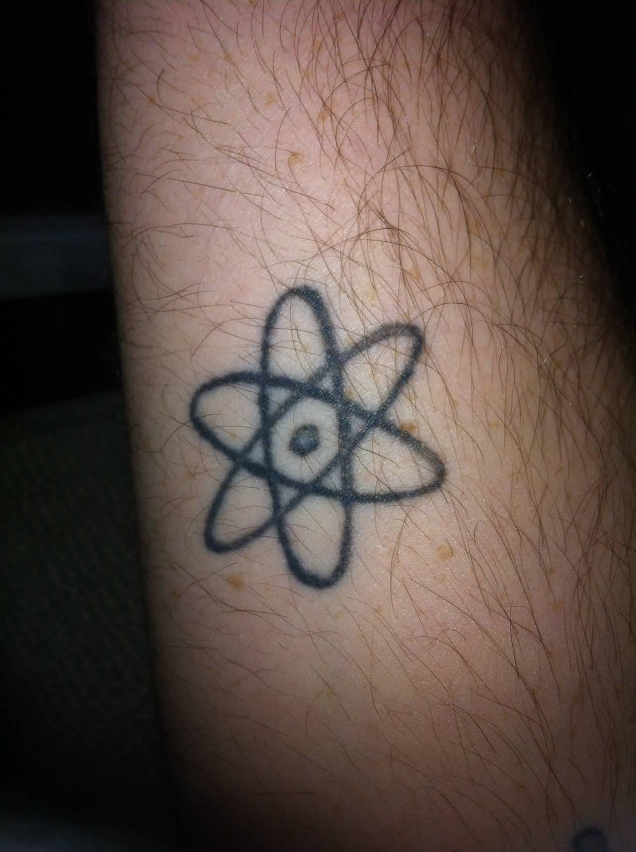 Small Simple Atom Science Tattoo On Arm