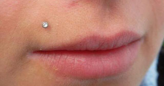 Small Stud Top Lip Piercing
