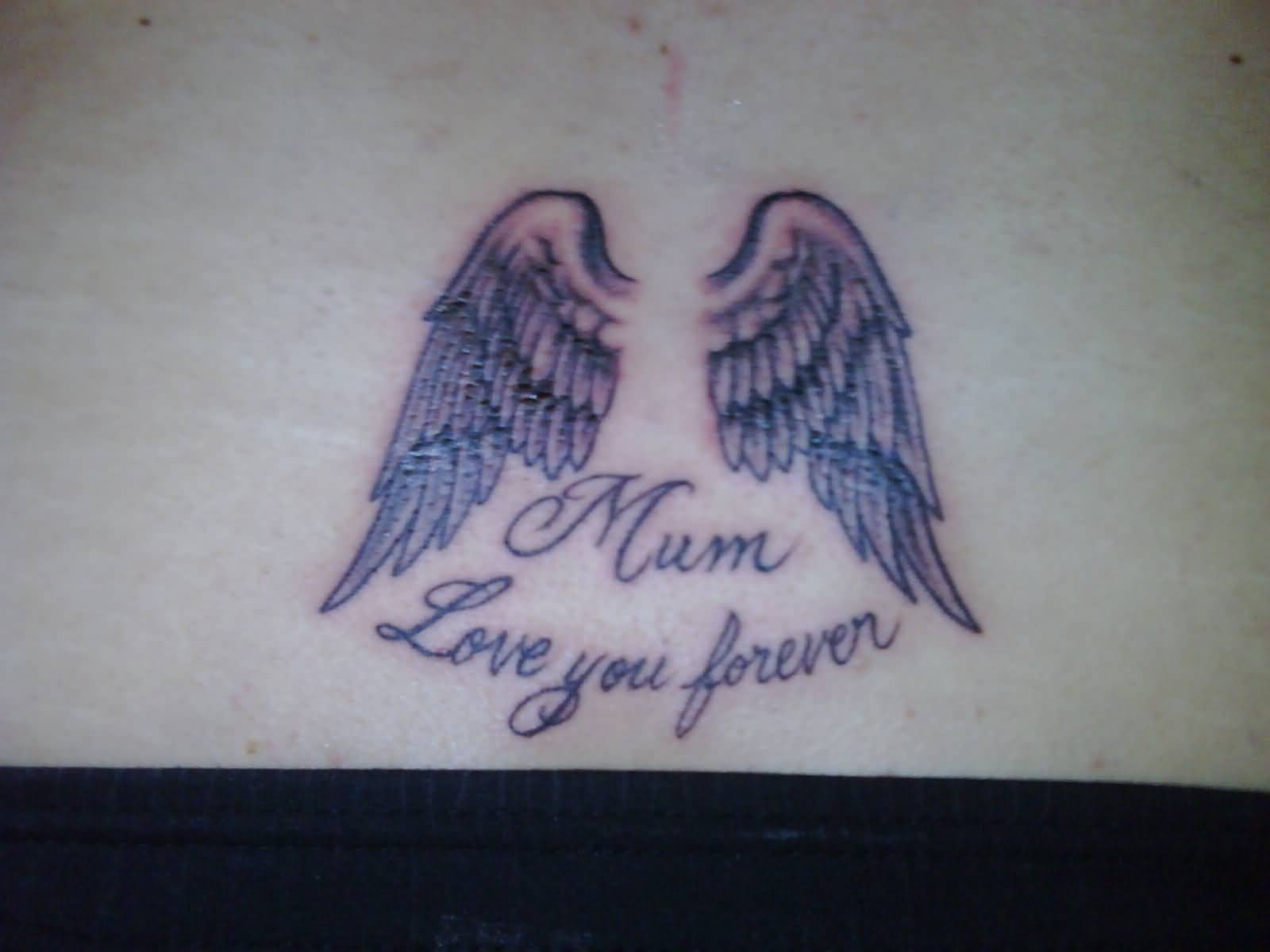 Small Wings Remembrance Tattoo For Mom