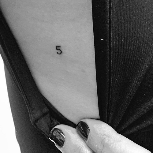 Smallest Five Number Tattoo For Girls