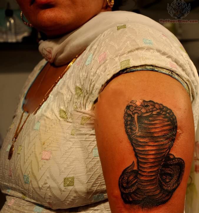 Snake Punjabi Tattoo On Left Half Sleeve