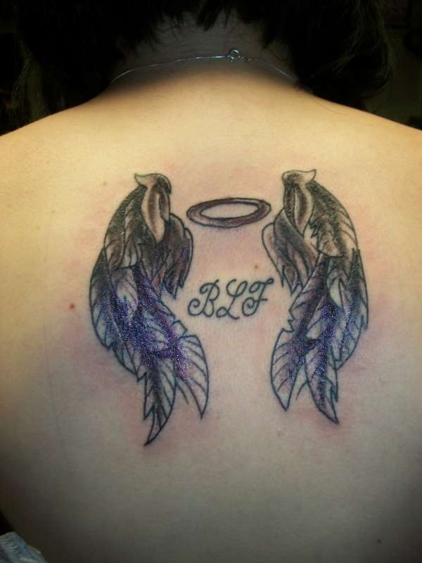 Son RIP Remembrance Tattoo On Upper Back