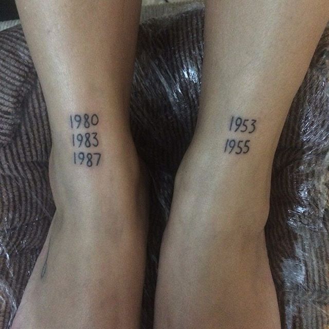Special Year Date Numbers Tattoos On Both Ankles
