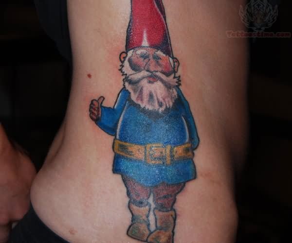 Spectacular Gnome Tattoo On Side Rib