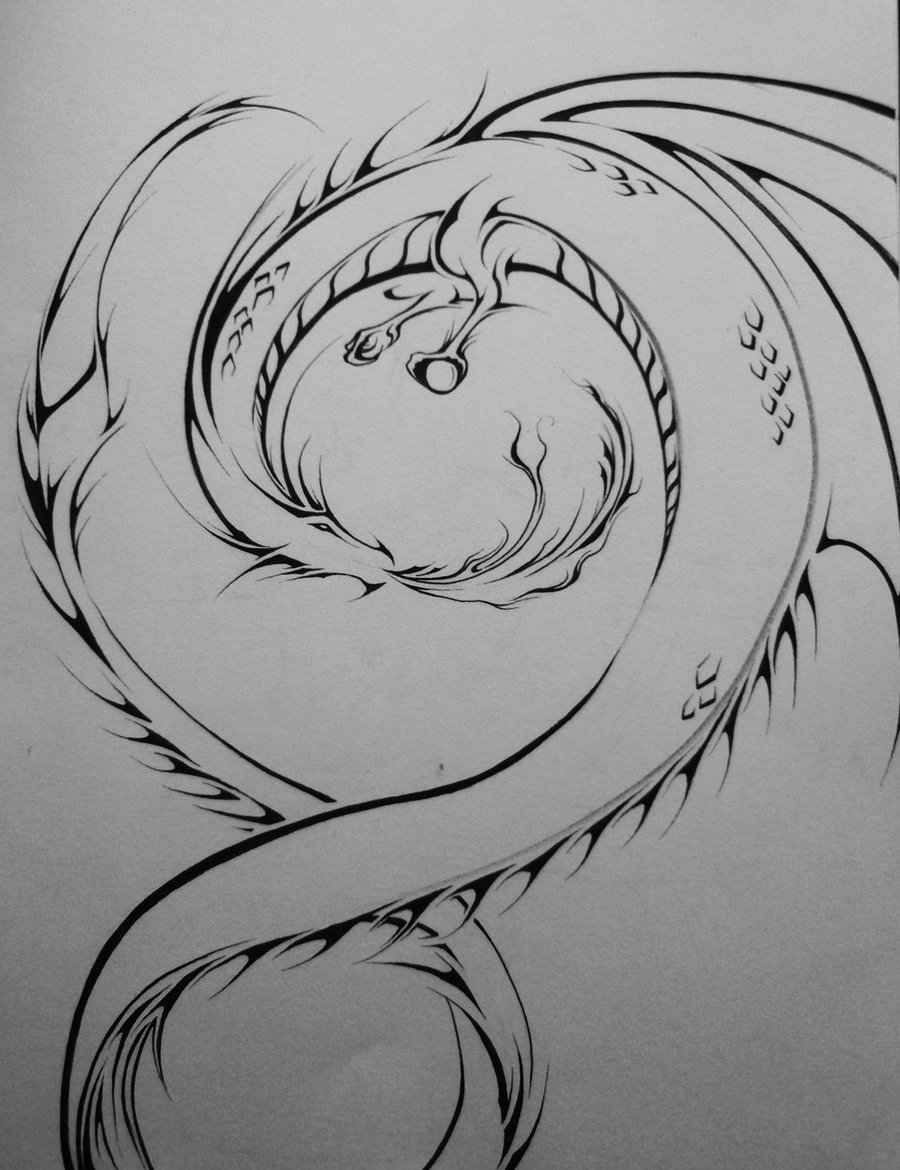 Spiral Dragon Tattoo Sketch By Elliesmeria D50vbsh